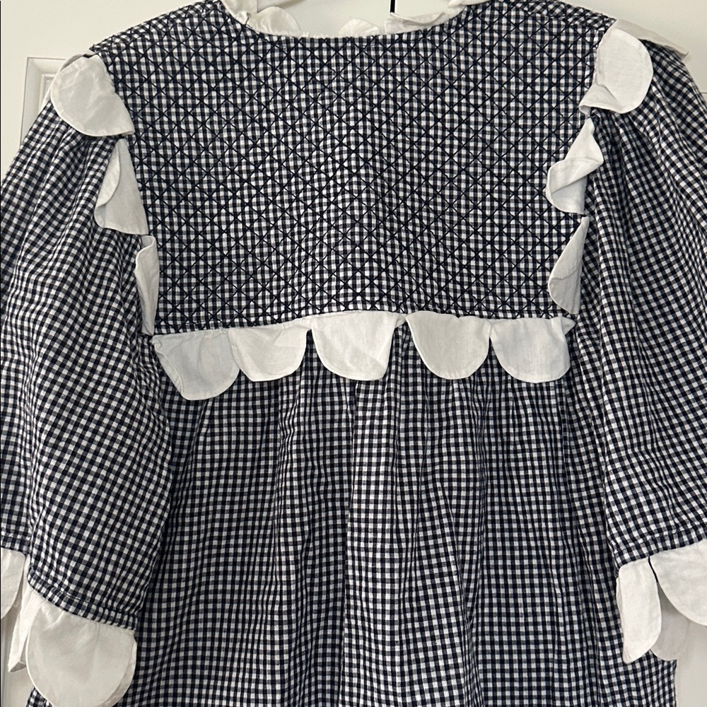 Stella Nova Scalloped Trim Quilted Navy & White Gingham Top - Picture 5 of 5